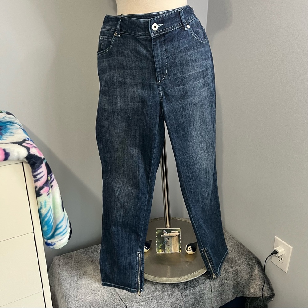 Chico's Platinum Denim Blue Jeans 1 (M/8) Ultimate Fit Zipper Leg